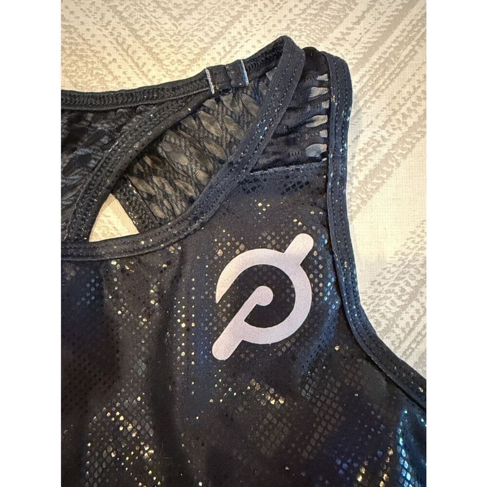Wear It To Heart x Peloton High Neck Sports Bra Small NWT Black Shimmer Mesh - Picture 2 of 5